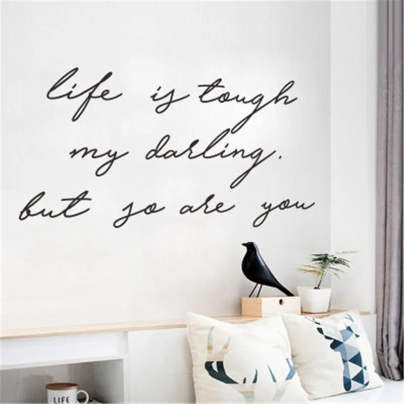 Жизнь очень тяжелая но вы сильная вдохновляющая Цитата Наклейка на стену s декор