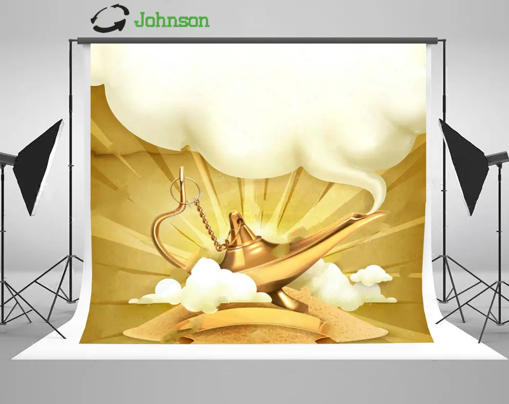 Aladdin золото лампа джинна фотостудия фон полиэстера или виниловый тканевый для