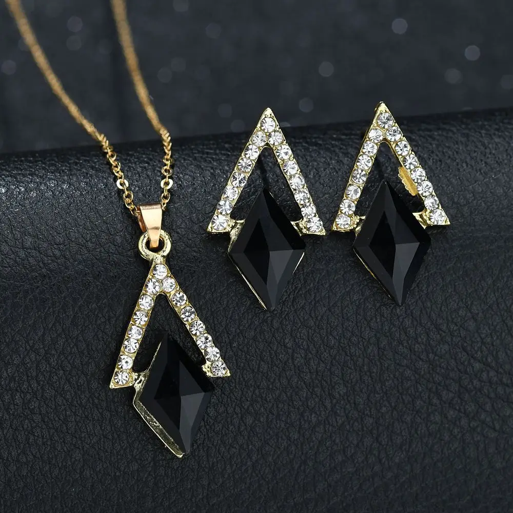 Благородный черный Кристалл Камень Треугольник геометрический кулон