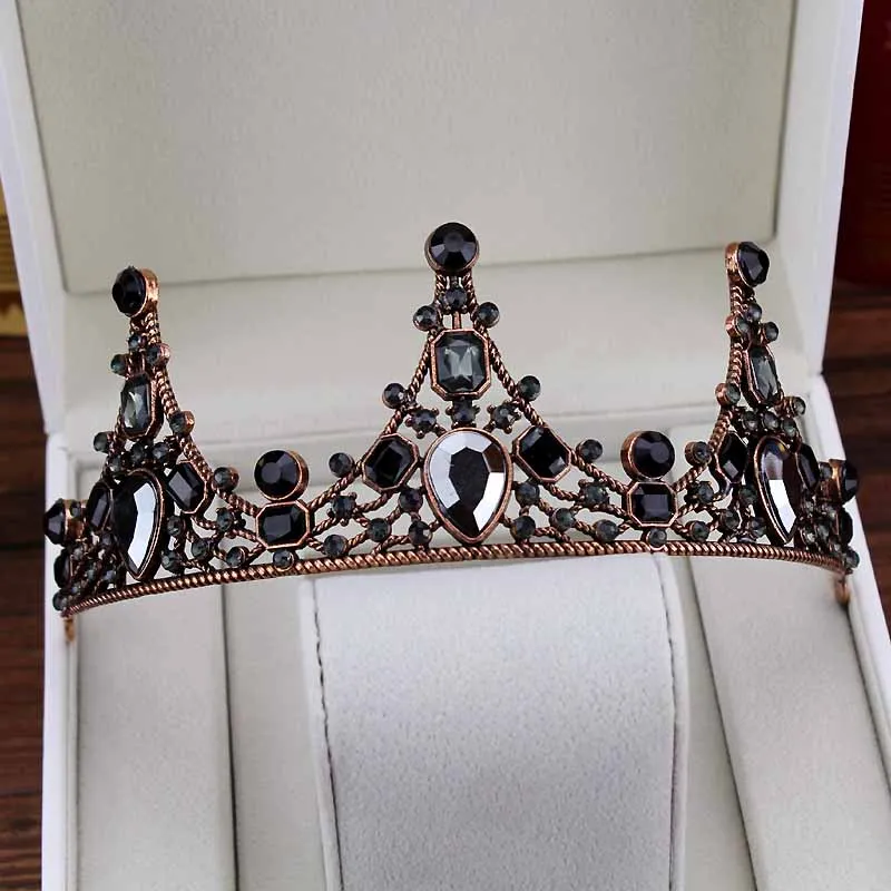 teardrop crown Барокко Vinatge роскошные свадебные аксессуары для волос черный и серый кристалл Корона стразы день рождения Тиара повязка на голову для свадебной вечеринки - Окраска металла: teardrop crown