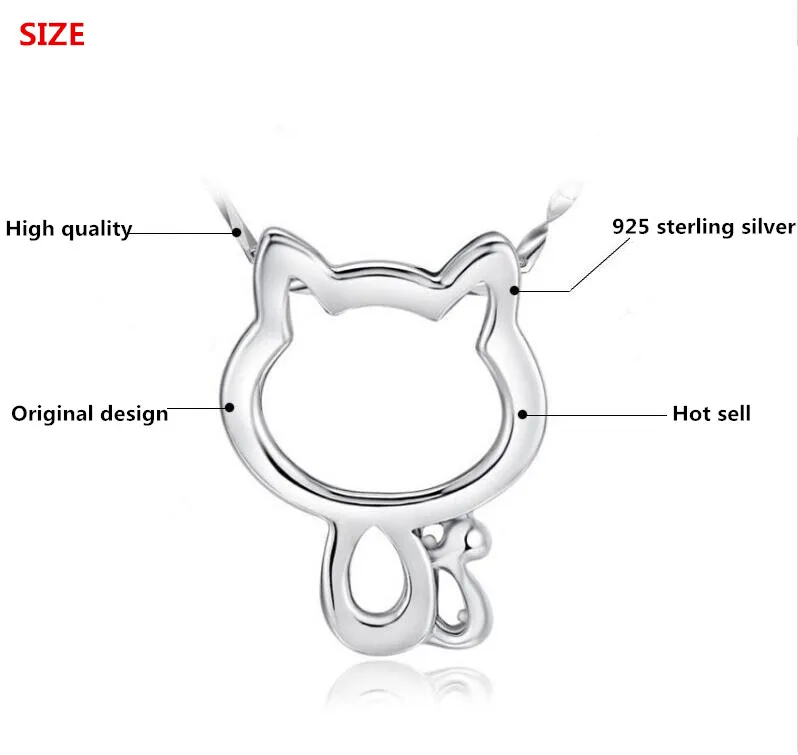 Женское колье из серебра 100% пробы с маленьким котом | Украшения и аксессуары
