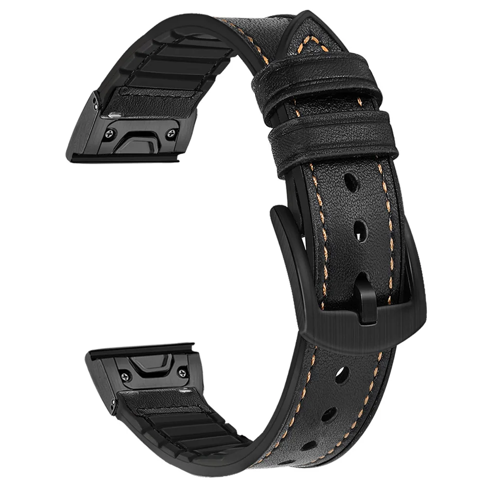 TRUMiRR кожаный+ силиконовый резиновый ремешок для часов Quick Fit для Garmin Fenix 3/5/5X Plus/Forerunner 935/Approach S60 ремешок для часов