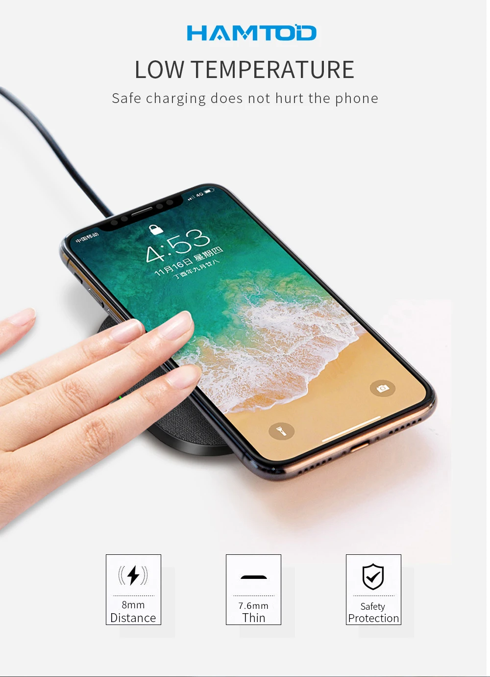 HAMTOD M10 10 Вт Qi Беспроводной Зарядное устройство для samsung Galaxy Xiaomi быстро зарядки Apple