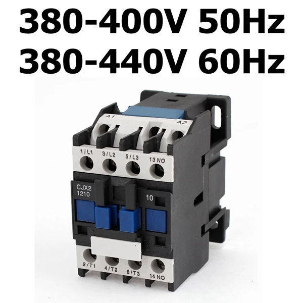 380VAC 3-фазный двигатель магнитный контактор реле 12A 3 P 3-полюсный 1NO AC 24 V 110 V 220 вольт 380 V Катушка CJX2-1210 35 мм Din рейка монтаж - Цвет: 380VAC