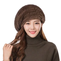womens fur beret hat high quality mink knitted hat fashion warm mink velvet knitted fur beret cap
