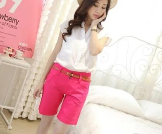 2016 Новинка Высокая талия Шорты Для женщин хлопок + льняные летние широкие брюки