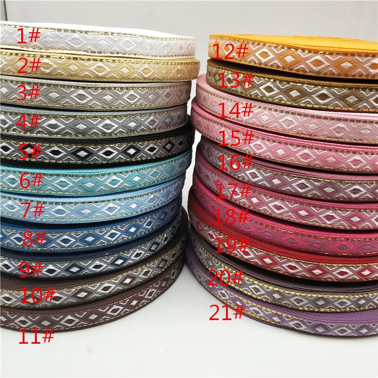 10 ярдов/набор 1 3 см Широкий ромбов Grosgrain жаккардовая тесьма с двойным лицом ленты