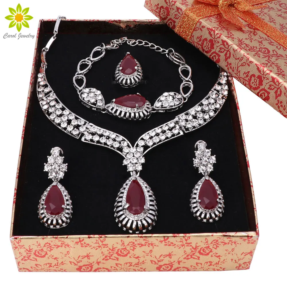 Модные Ювелирные наборы с кристаллами и серебряным покрытием для женщин