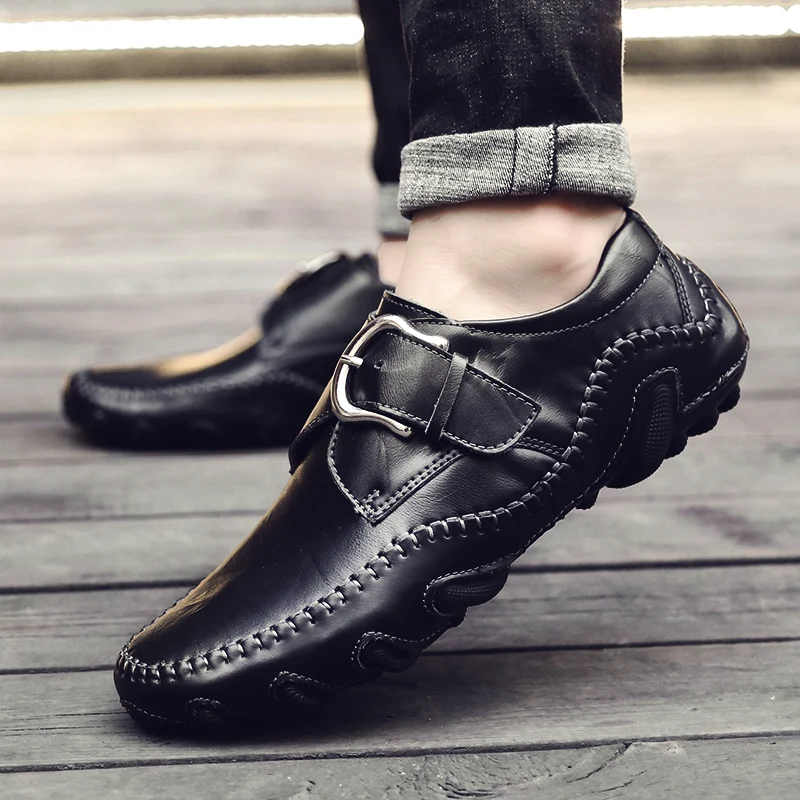 Fashion Luxury Casual Shoes Men Loafers Genuine Leather Flat High Quality Designer Moccasins Sneaker Footwear Male | Обувь