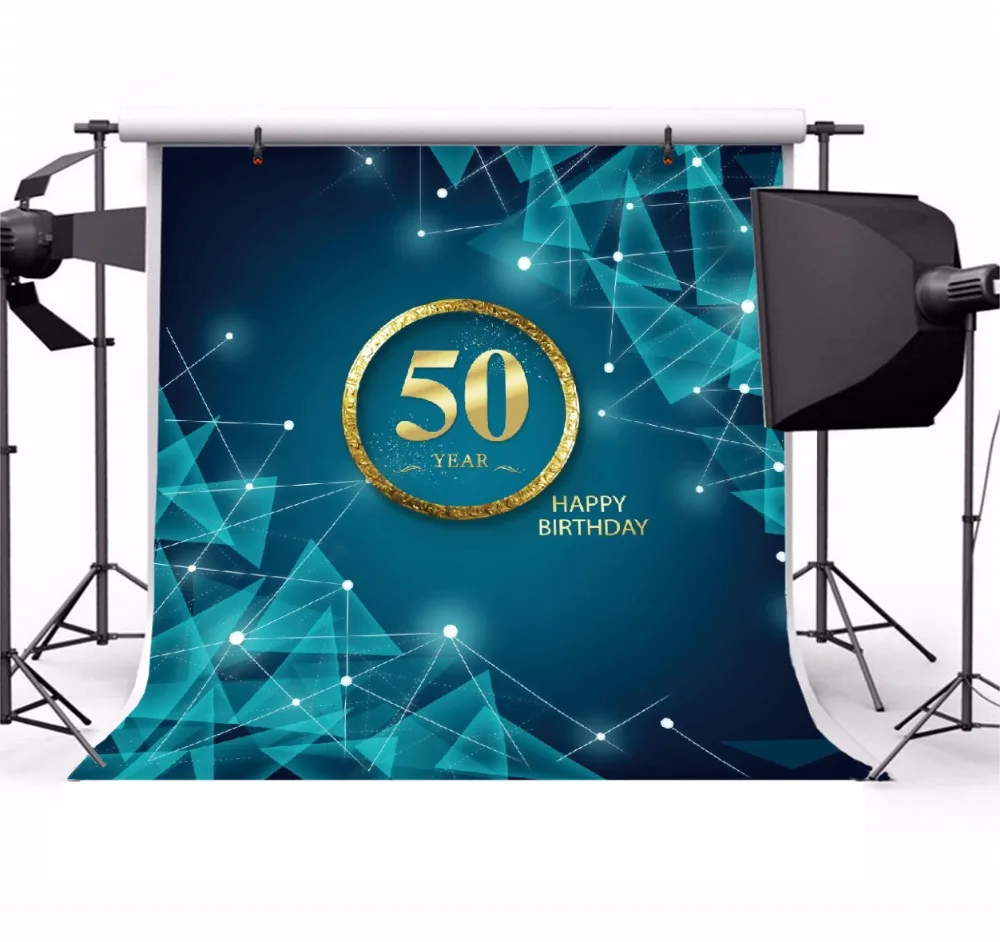 Laeacco Happy 50 лет День рождения узор плакат фотографического Фоны фотографии фонов