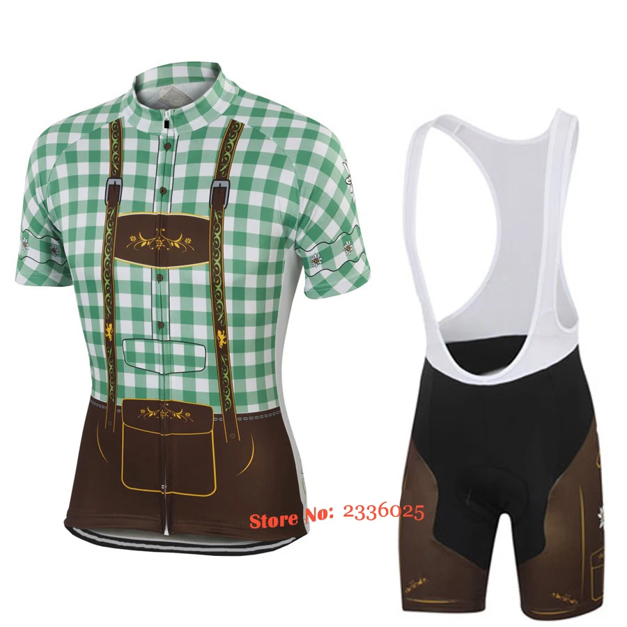 Комплект для велоспорта мужской зеленая/красная веломайка + шорты лайкра гелевые