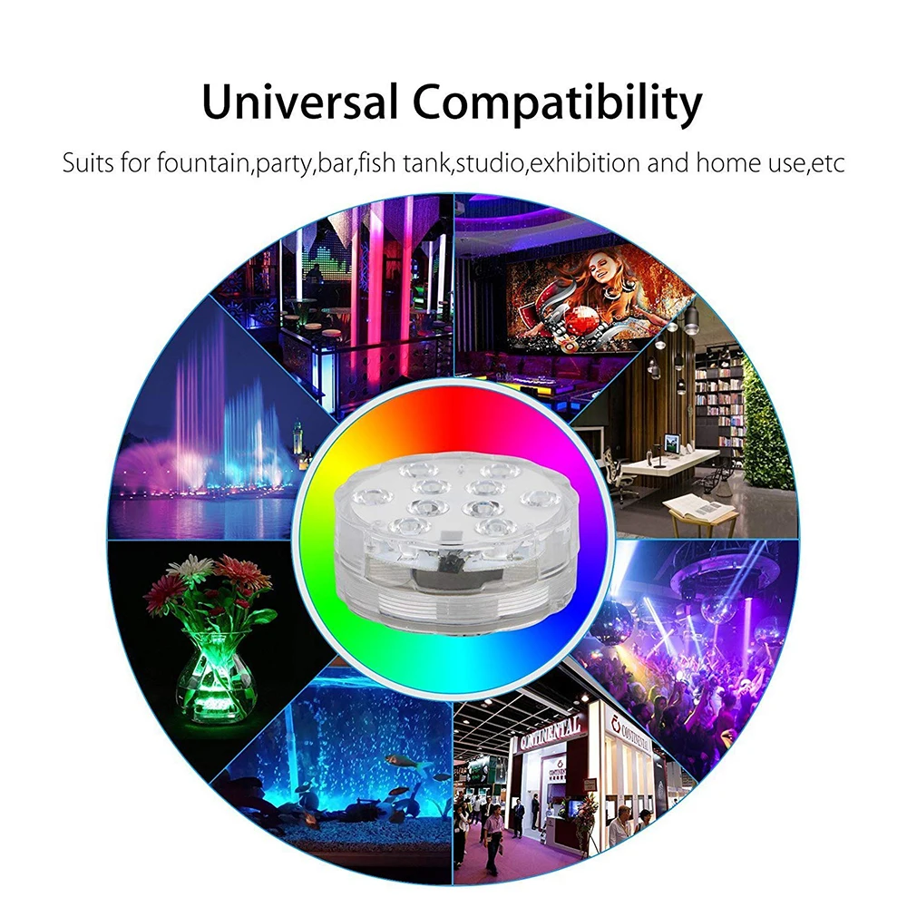 10 светодиодный RGB светильник с дистанционным управлением, Погружной подводный Ночной светильник, аксессуары для бассейна, садовые, вечерние, декоративный светильник s