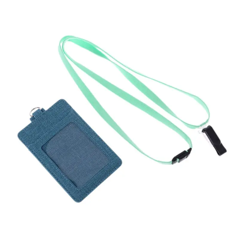 light green 2 Высококачественная портативная кожаная деловая Рабочая ID бейдж для пропуска транспортная карта чехол держатель с шейный ремешок - Цвет: light green 2