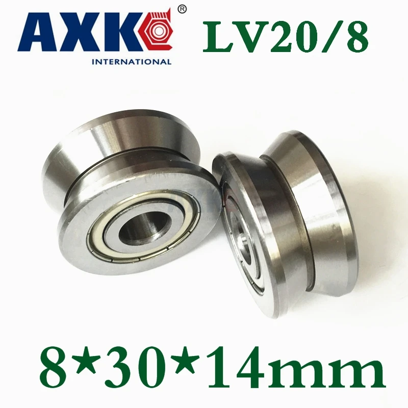 Axk 10 шт Высокое качество Abec-5 Z2v2 V Groove направляющие роликовые подшипники Lv20/8 Zz V-30
