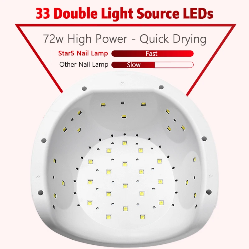 72 Вт УФ светодиодный светильник с датчиком звезда 5 Лак для ногтей сушка уход все