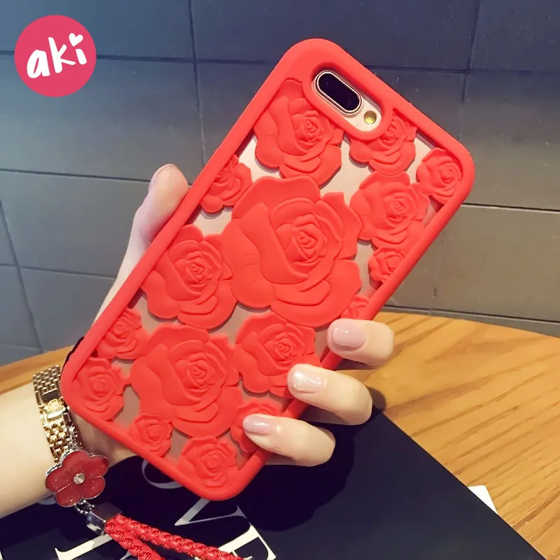 Аки 3D полые розы чехол для телефона iphone 8 7 Plus Роскошный мягкий силиконовый 6 6s X |