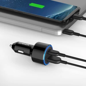 Anker 49,5 W и PowerDrive Скорость+ 2 USB C автомобиля Зарядное устройство, один 30 Вт PD Порты и разъёмы для MacBook IPad iPhone и 19,5 W быстрая зарядка Порты и разъёмы для S9/S8 и т. д