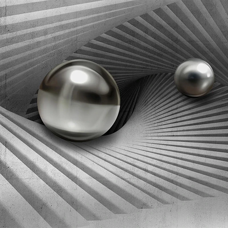 Пользовательские обои 3D пространство серый круглый шар водонепроницаемый