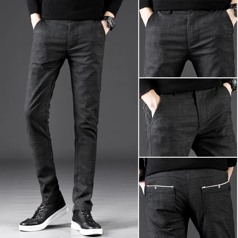 Брюки мужские эластичные длинные хлопковые прямые серые черные для работы на