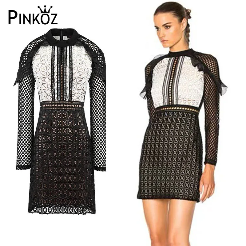 Женское кружевное платье с длинным рукавом в стиле кэжуал | Женская одежда