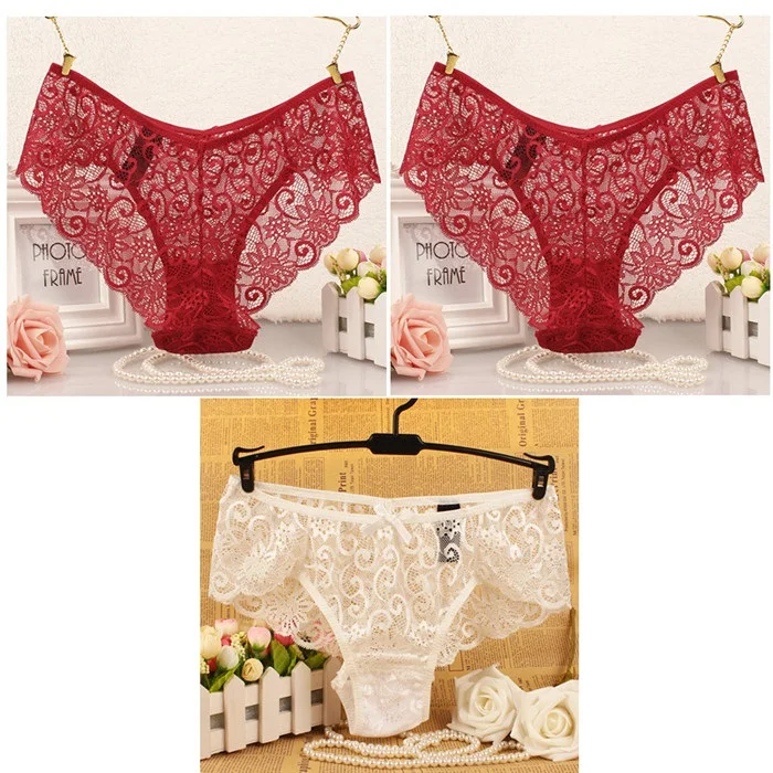 red red white Размера плюс S/XL модные высококачественные женские трусики Прозрачное нижнее белье женские кружевные мягкие трусики сексуальное женское нижнее белье - Цвет: red red white