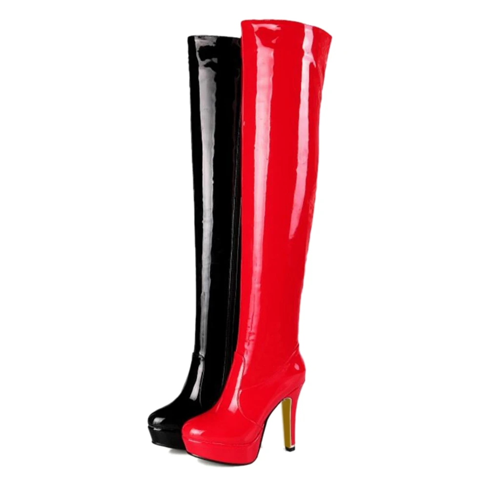 SJJH/женские ботфорты с круглым носком на массивной платформе высокие сапоги из