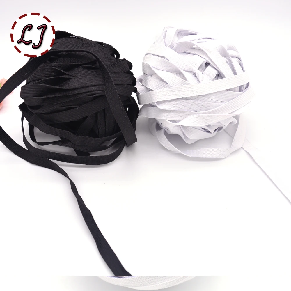 Лента эластичная тонкая черная/белая 5 ярдов/партия 10/12 мм | Дом и сад