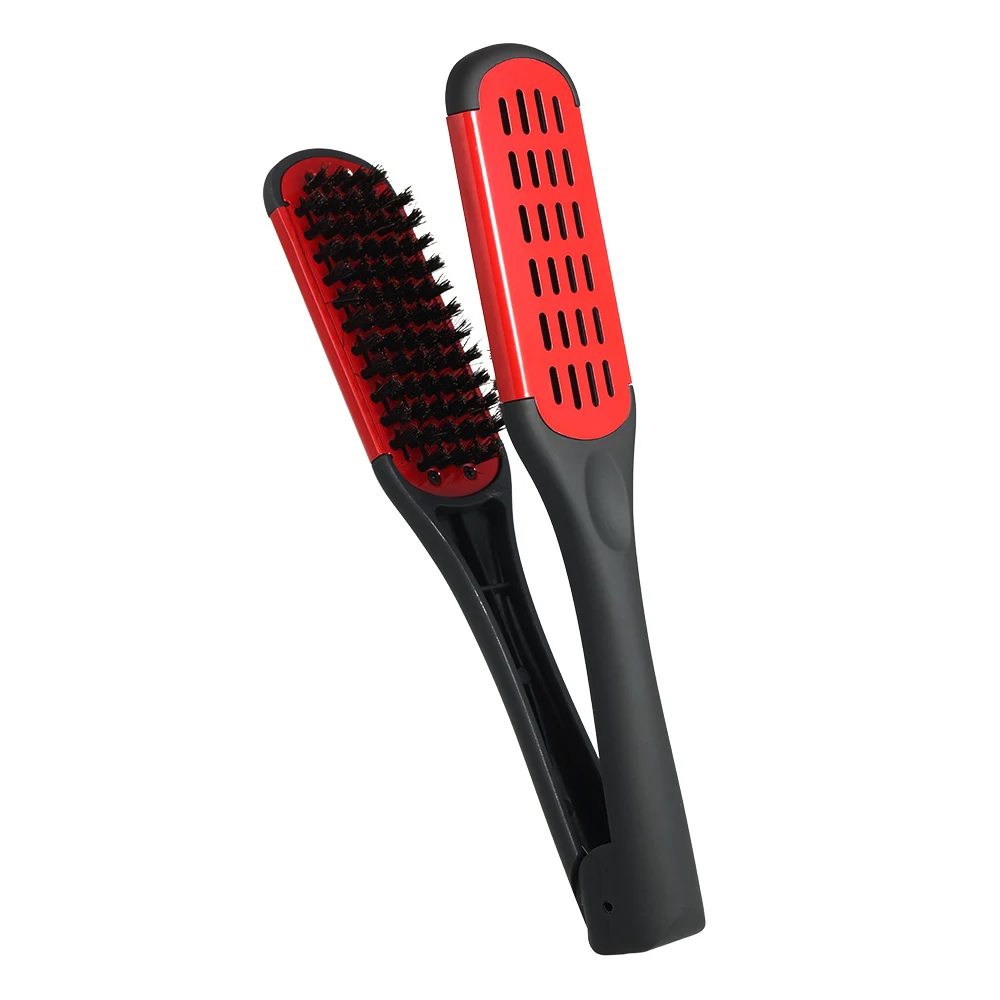 Rubber Pad Bristle Hair Straightening Comb Double Sided Brush Clamp Salon Straightener Home Care Styling Tools | Красота и здоровье