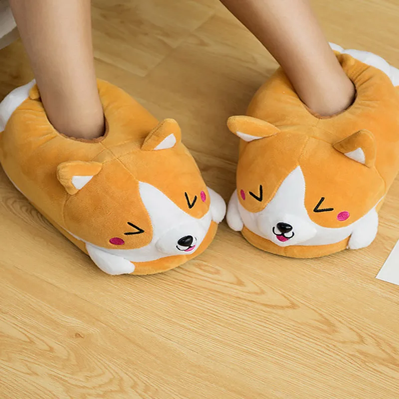 Yellow Women's Slippers Warm Winter Animal Prints Flock Cute House Slippers Short Plush Fur Slides for women - Цвет: Yellow