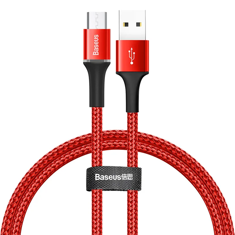 Red Baseus 3A Micro USB светодиодный кабель для быстрой зарядки Microusb кабель для Xiaomi Redmi 4 Note 5 Pro samsung Android кабели для мобильных телефонов 2 м - Цвет: Red