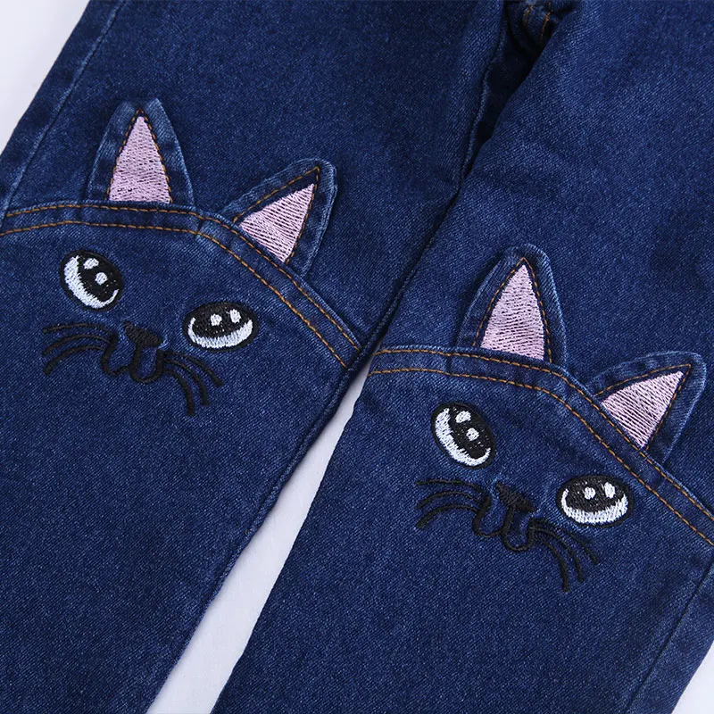 Осень 2019 детская одежда повседневные джинсы для девочек Мультяшные зимние
