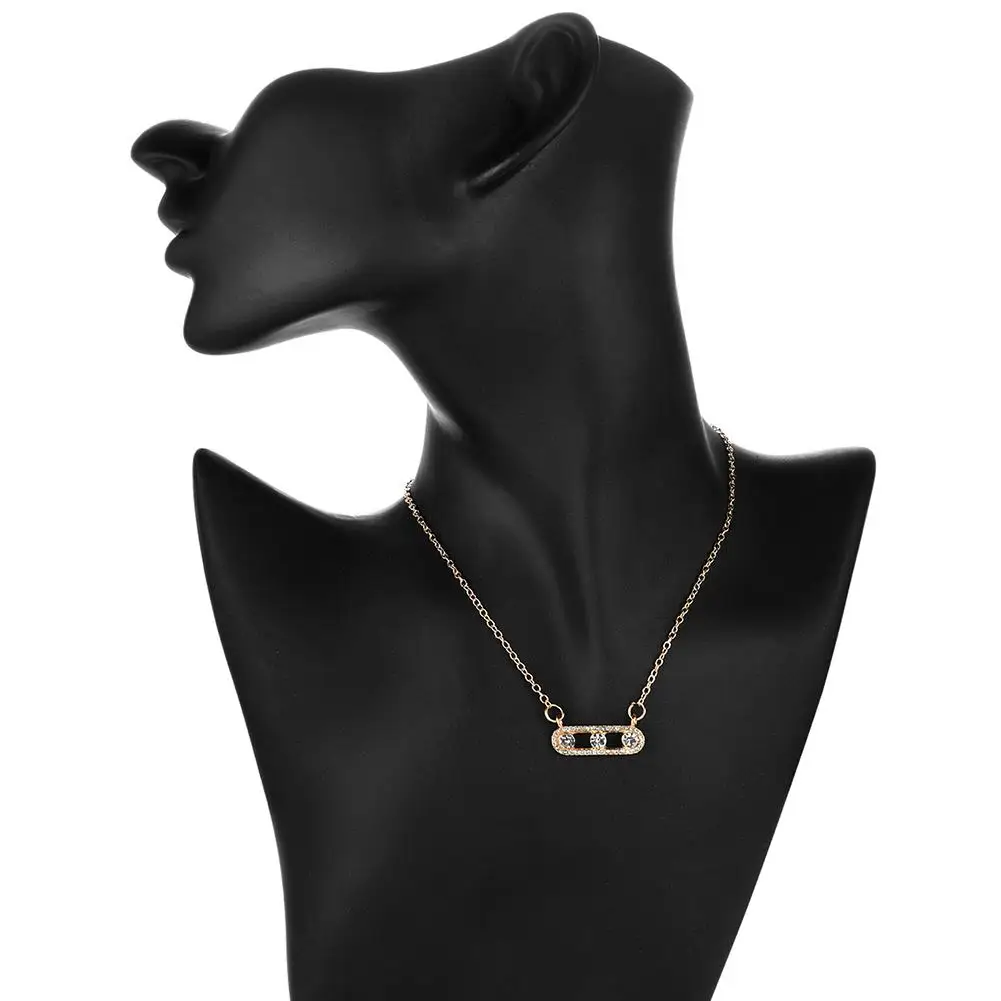 Кристалл круглое короткое ожерелье кулон женский золотой ключицы цепь кристалл