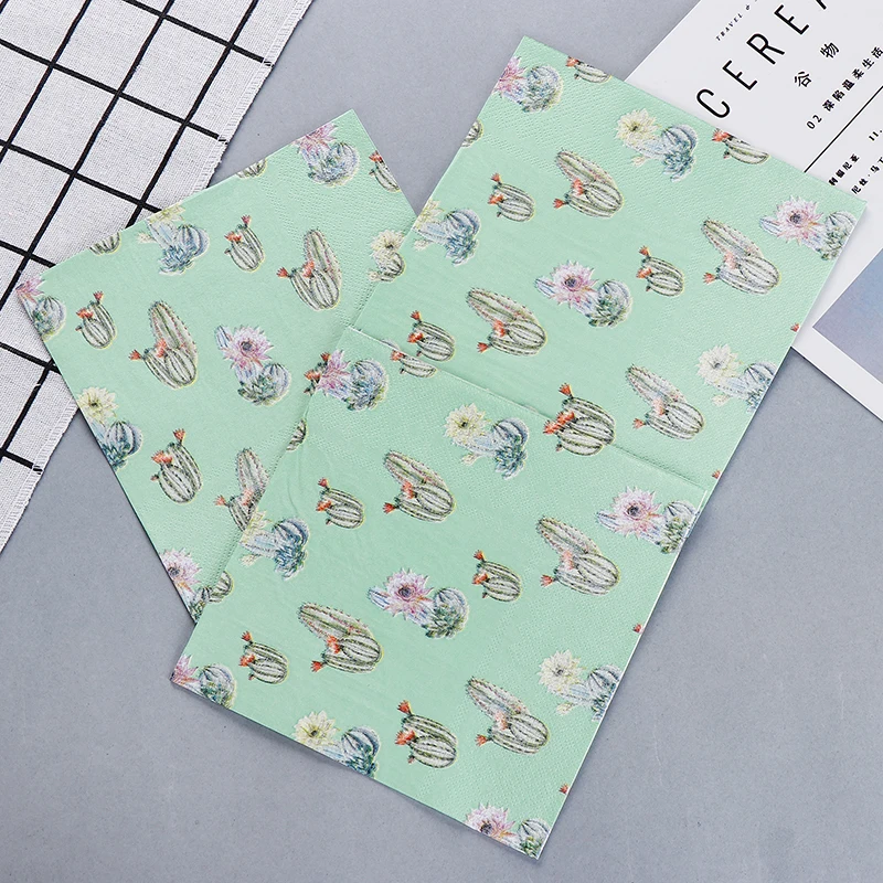 INS Green Fresh кактус цветы бумажные салфетки кафе и вечерние украшение в технике