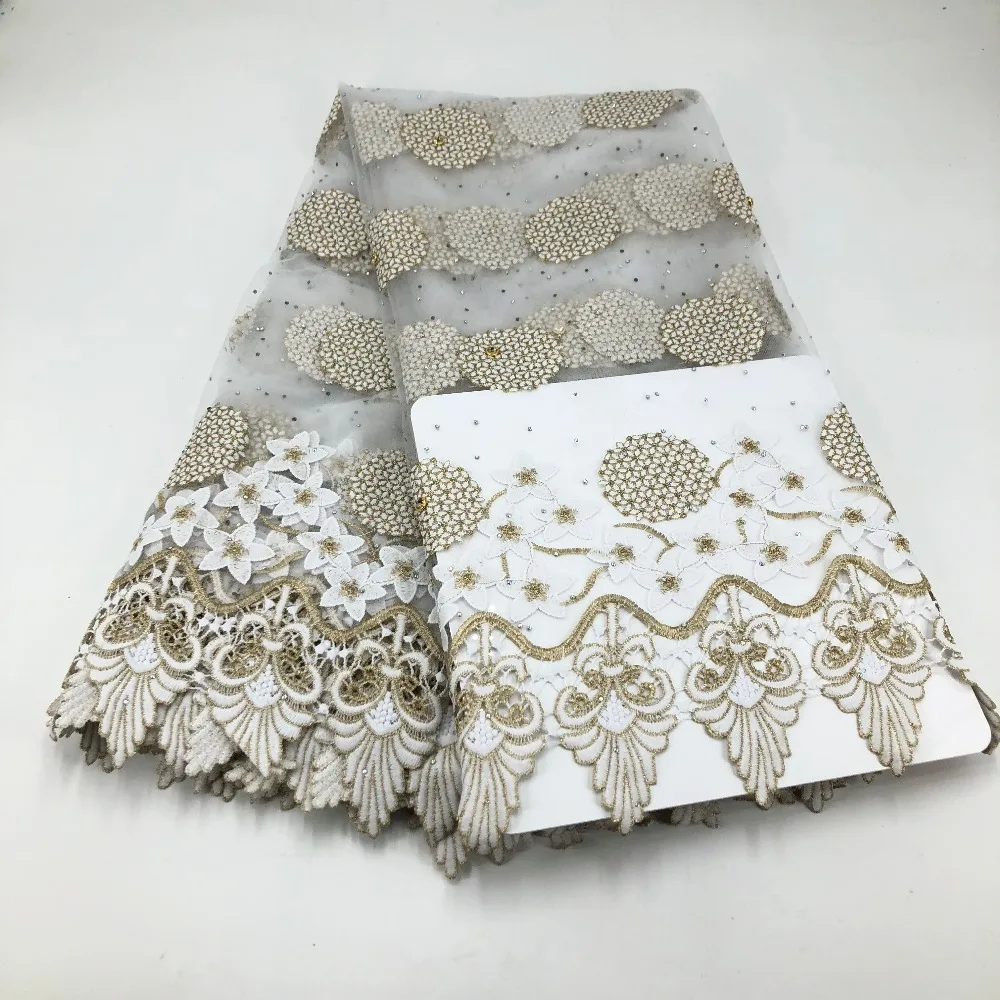 Золото + белый цвет высококачественное гипюровое кружево/нигерийская кружевная