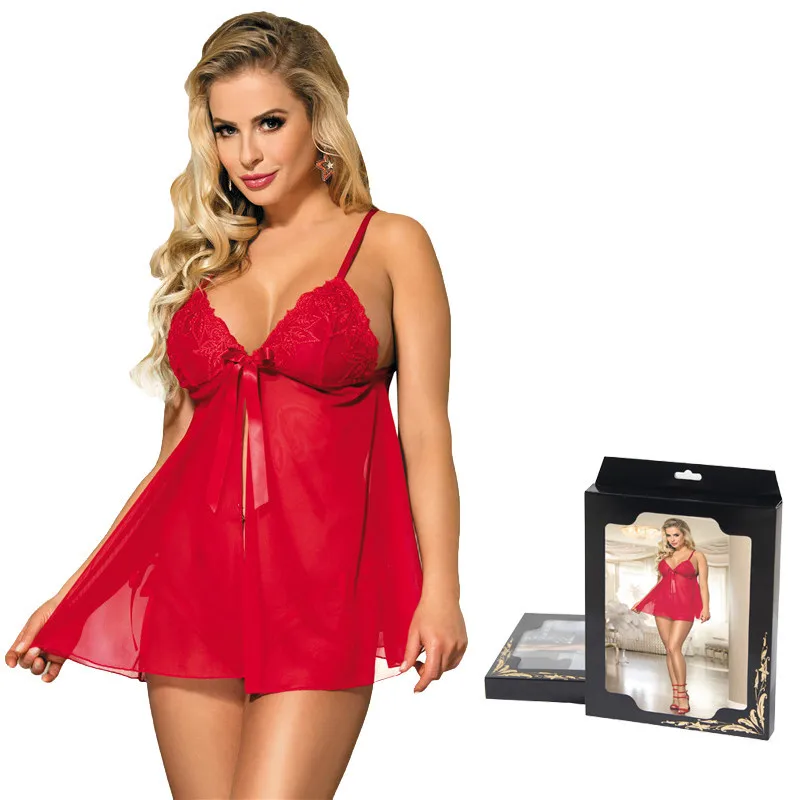 Box Red Nightwear Ohyeahlover женская ночная рубашка, женская ночная одежда, сексуальная пижама размера плюс, ночная сорочка, Подарочная коробка, R80409 - Цвет: Box Red Nightwear