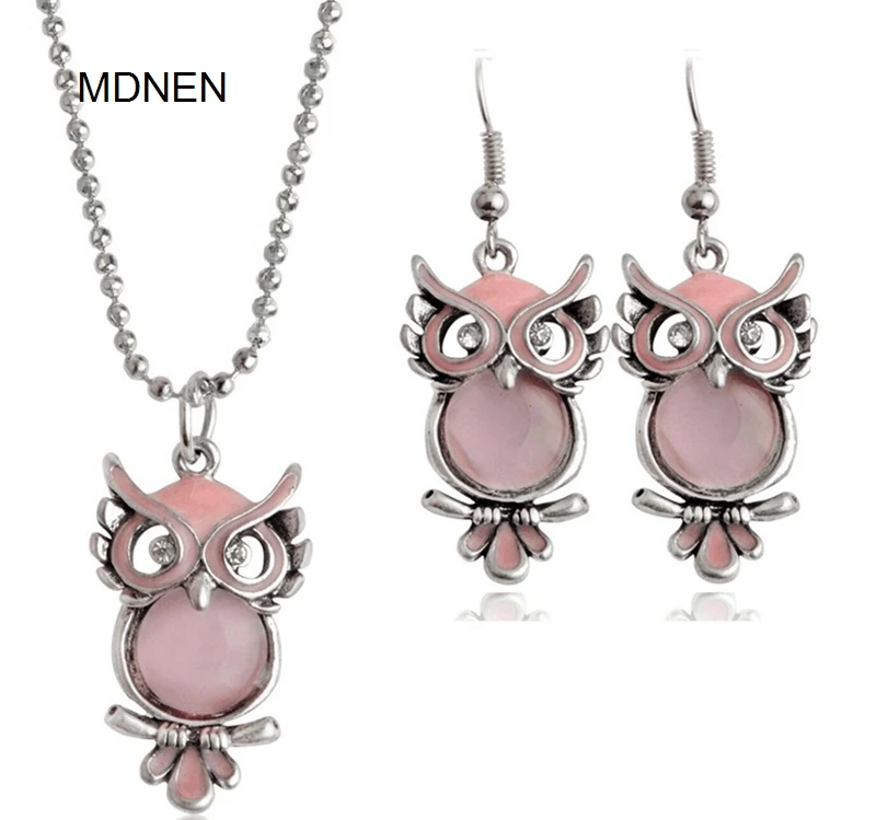 Новинка 1 комплект (ожерелье и серьги) детское ожерелье с опалом в виде совы