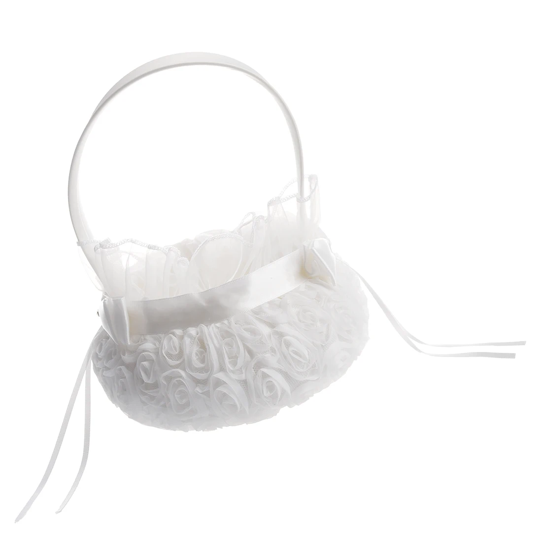 Атласная Свадебная Цветочная корзина для Девочек (C) белая|flower basket|wedding flowerssatin wedding