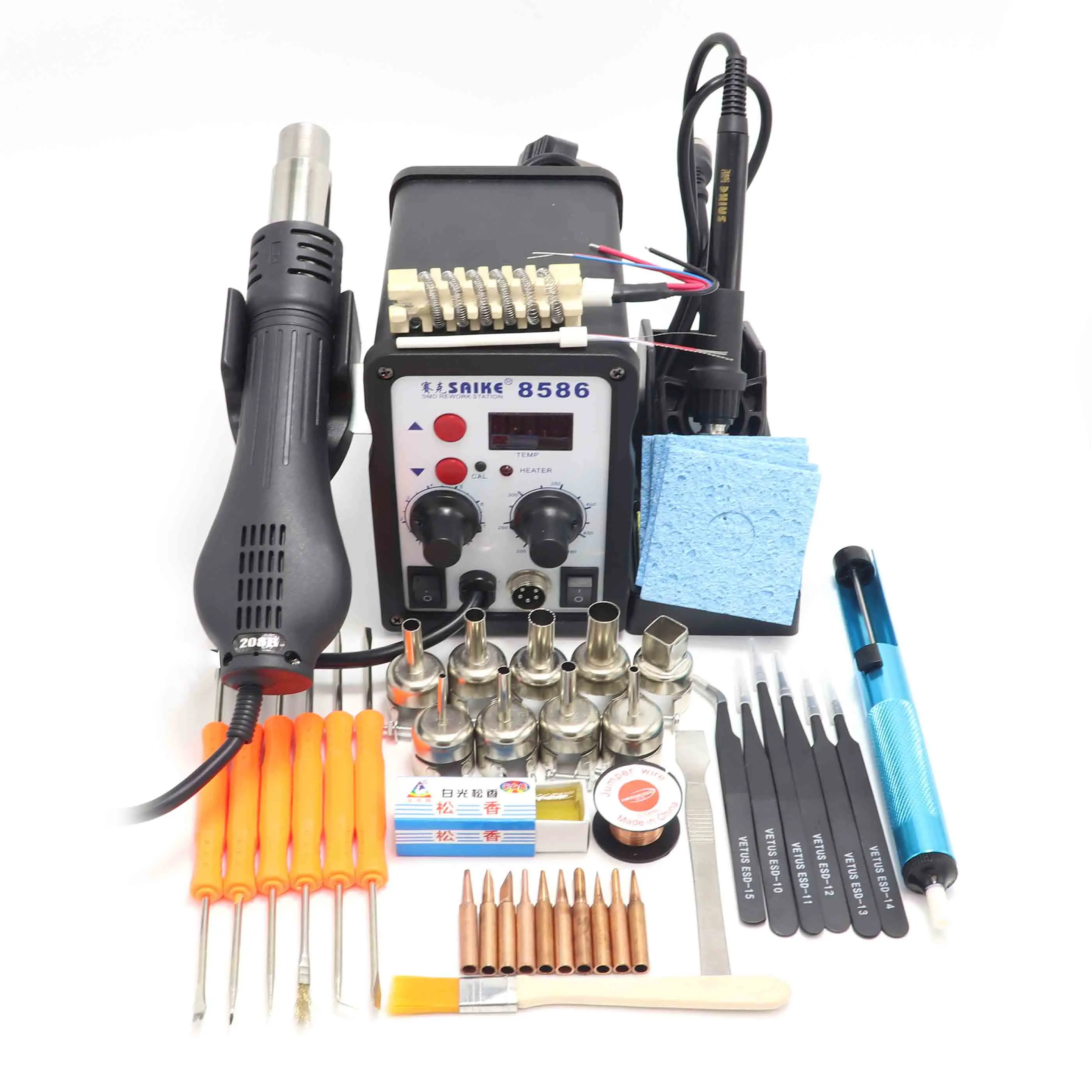Package D SAIKE 8586 700 Вт ESD паяльная станция светодиодный паяльник с цифровым дисплеем паяльная станция BGA паяльная станция горячий воздух сварочный аппарат - Цвет: Package D