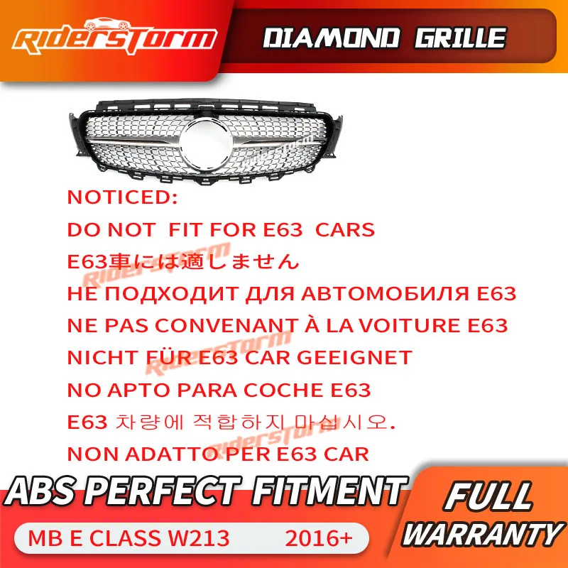For E Class Grill W213 Diamond Grille Front Mesh Auto Part E200 E250 E300 2016 2018 front grille bumper grill|Гоночные решетки| |