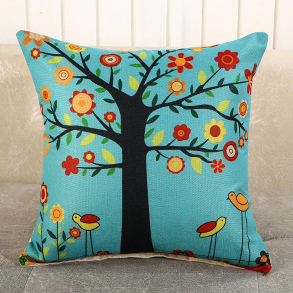 Льняные наволочки для подушек с принтом LOVE Happy tree, 45*45 см, романтичный чехол для подушек, постельные принадлежности для дома, декоративная наволочка для подушек в отеле