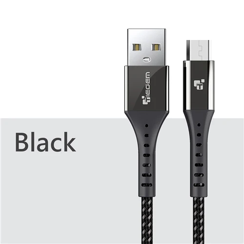 Black TIEGEM Micro USB кабель для Xiaomi Note 2.4A, ВЫСОКАЯ ЧЁТКОСТЬ, быстро заряжающийся мобильный телефон USB кабель для samsung S7 Android Зарядное устройство USB кабель 2 м 3 м - Цвет: Black