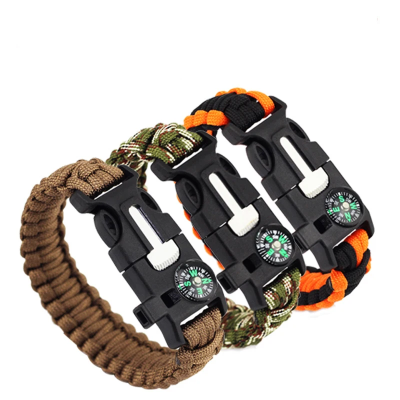 Мужской Паракорд Браслет для выживания на открытом воздухе кемпинга