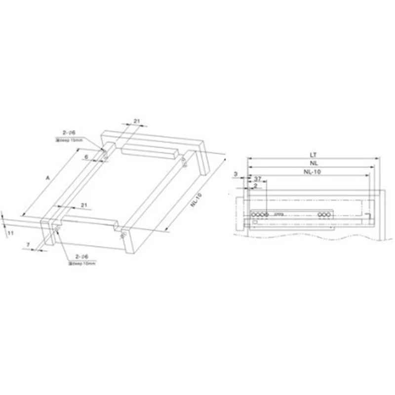 1 пара отскоков нажмите чтобы отпустить открывать под креплением выдвижная