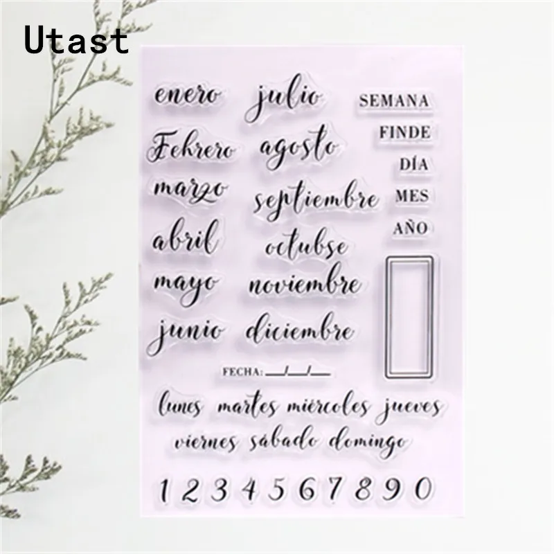 Прозрачные силиконовые штампы с испанскими словами/прозрачные резиновые для