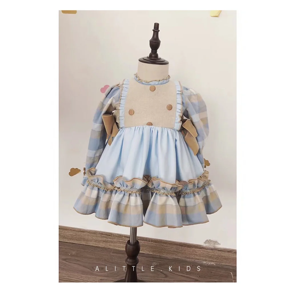 Коллекция 2019 года весенне-летние модели испанское платье для девочек голубое