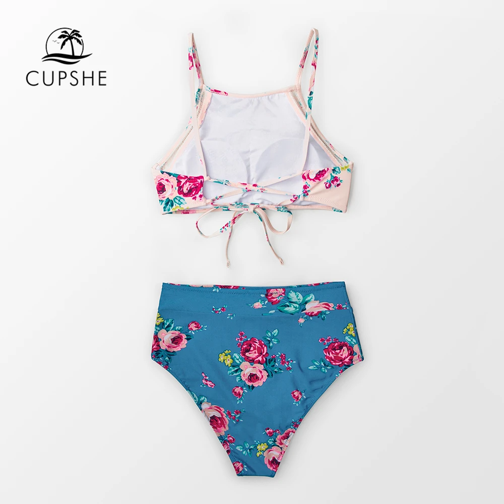 CUPSHE/сексуальные розовые и синие женские комплекты бикини с высокой талией