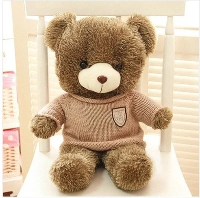 Плюшевый мишка 60 см свитер цвета хаки в полоску плюшевый мягкая кукла подушка w3367