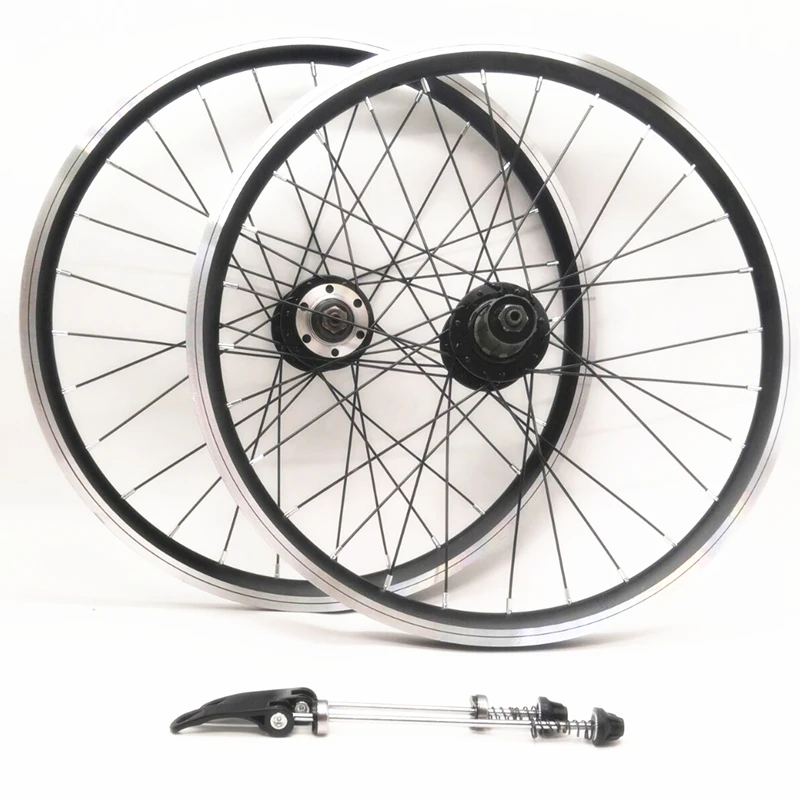 Juego de ruedas para bicicleta plegable, Casette con freno en V, frenos de disco, llanta doble de aleación de aluminio, rodamiento sellado, 20 pulgadas, 406, 28 agujeros