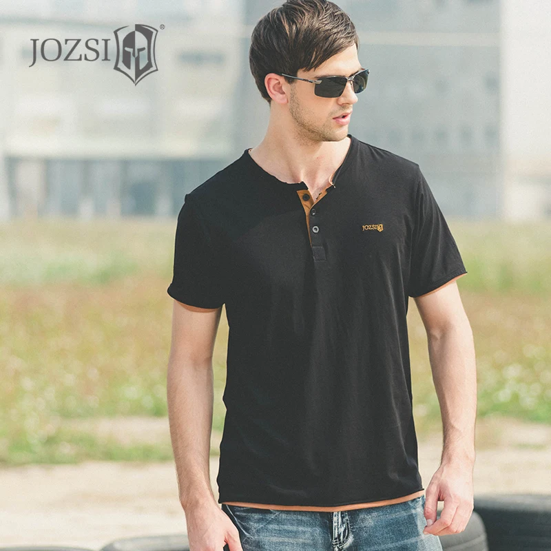 Весенне летняя мужская футболка с v образным вырезом и короткими рукавами