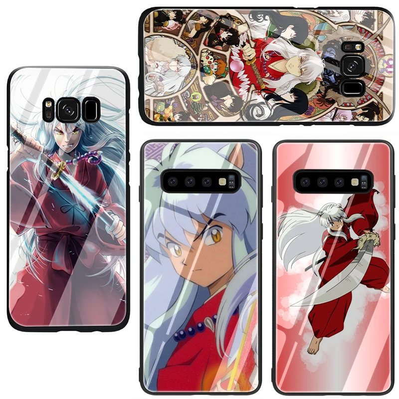 Inuyasha закаленное Стекло мягкий чехол для телефона для samsung Galaxy S7 край S8 S9 S10 Note 8, 9, 10, плюс A10 A20 A30 A40 A50 A60 A70